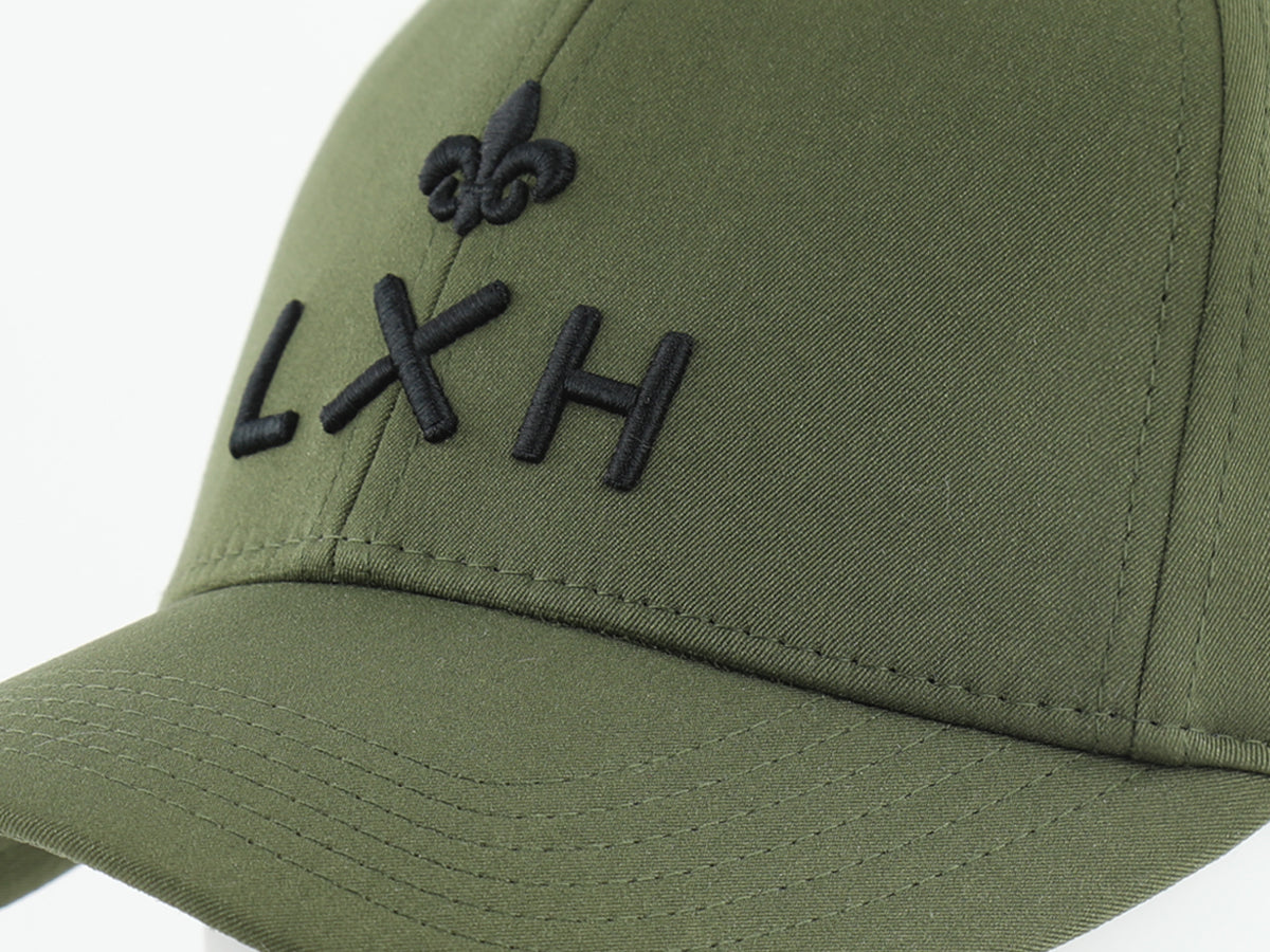 Casquette LXH en coton kaki avec logo brodé noir pour un style décontracté