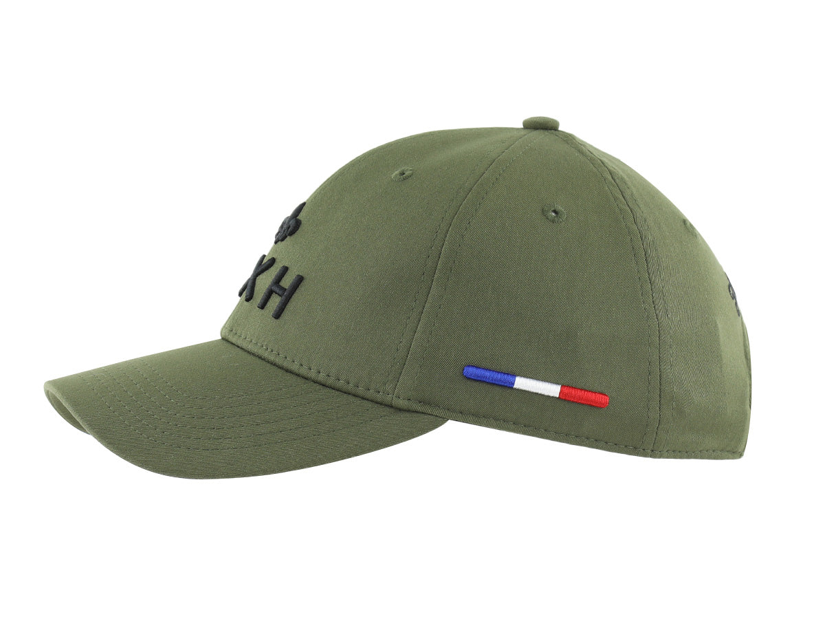 Casquette LXH en Coton Kaki avec broderie noire et détail drapeau français sur le côté