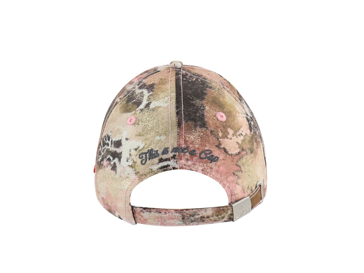 Casquette LXH Minéraux Beige Doré vue arrière avec fermeture réglable et design coloré