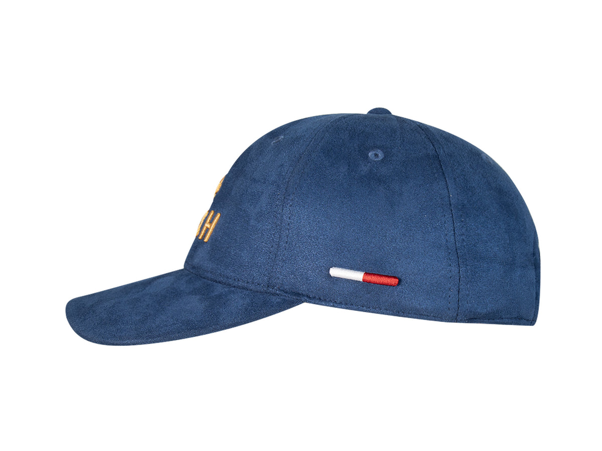 Casquette LXH Collector bleue, logo brodé sur le devant et bande tricolore latérale.