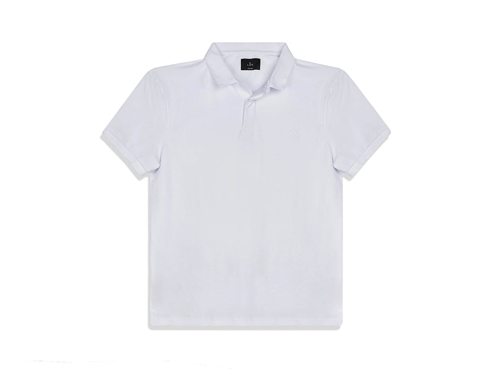 Polo coton blanc LXH à manches courtes avec col classique pour un style décontracté
