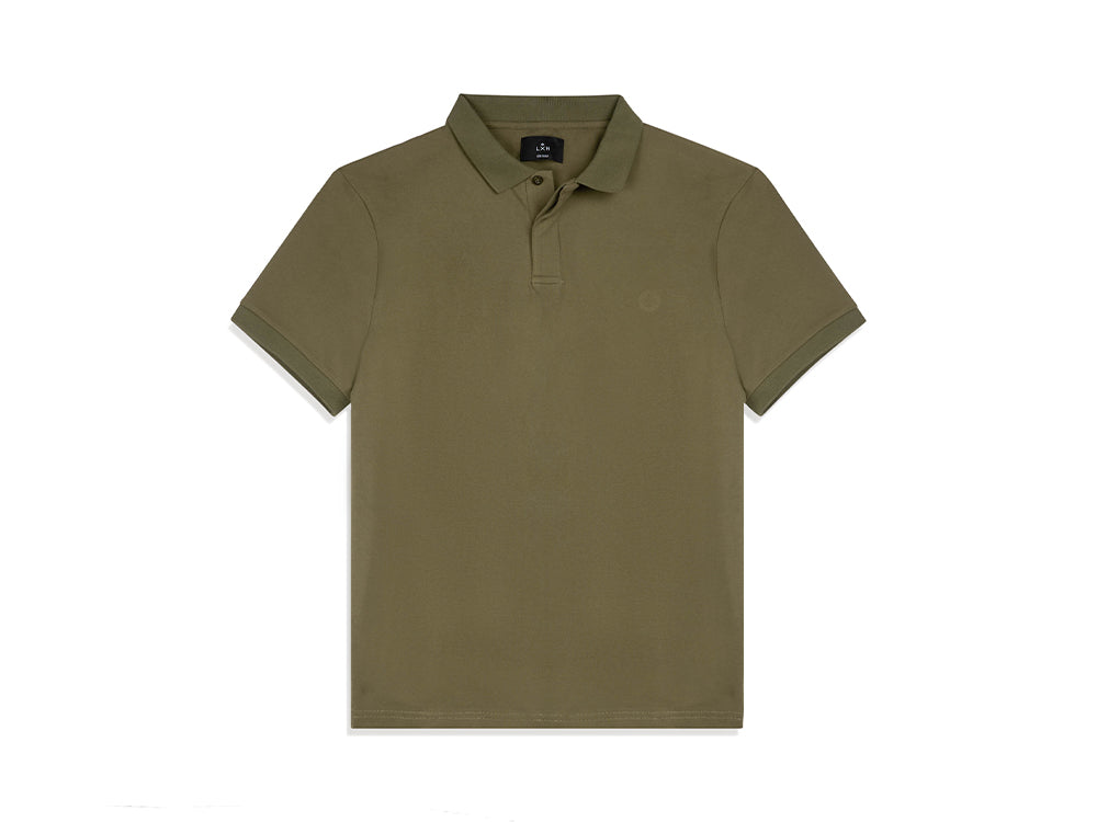 Polo coton kaki LXH homme à manches courtes avec col classique et design épuré