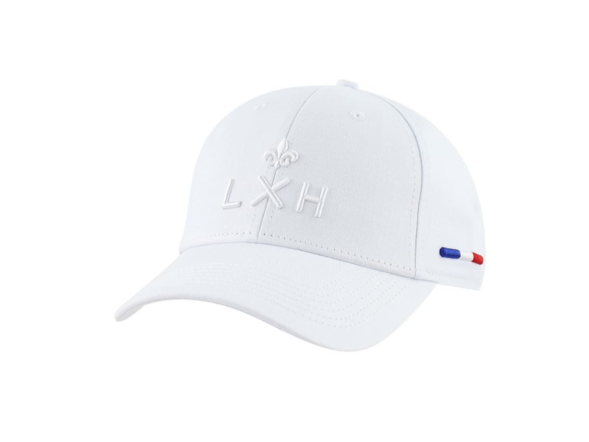 Casquette LXH Ton sur Ton Blanc avec logo brodé et petit drapeau tricolore sur le côté