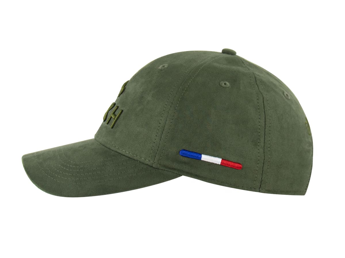 Casquette LXH Ton sur Ton Kaki avec broderie et drapeau français sur le côté.