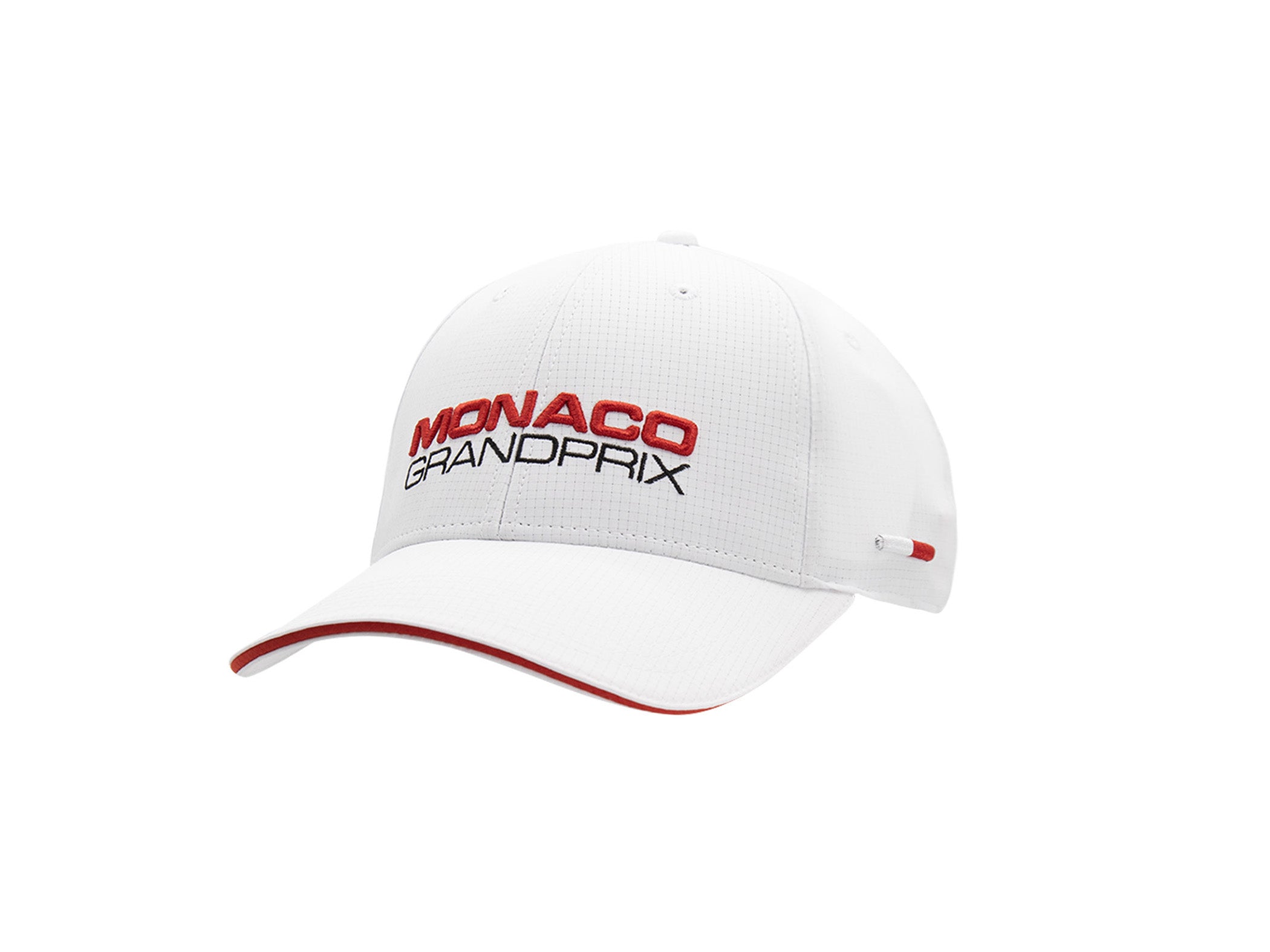 Casquette nylon blanche LXH avec logo Monaco Grand Prix brodé en rouge