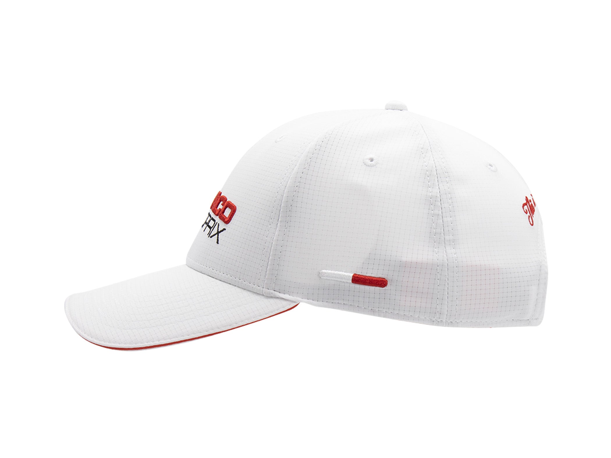 Casquette nylon blanche LXH avec logo et bord rouge pour un style décontracté
