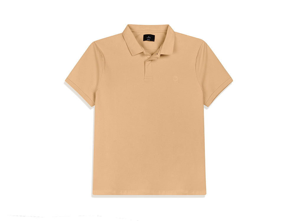 Polo coton beige LXH à manches courtes avec col polo classique pour homme