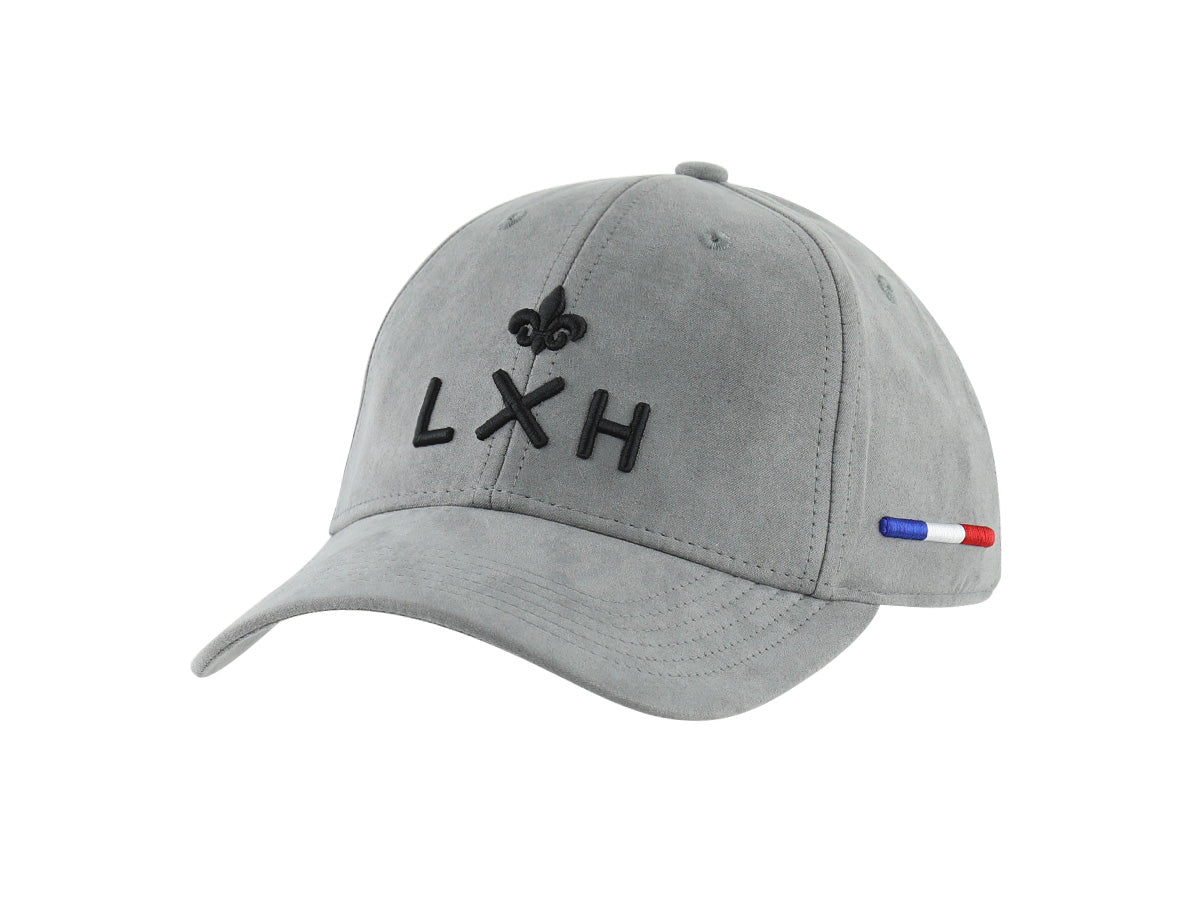 Casquette LXH en Suédine Gris avec broderie et drapeau français sur le côté