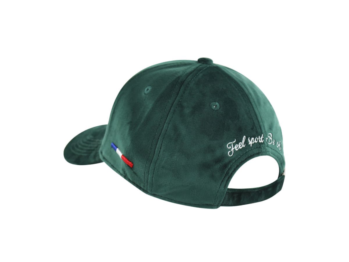 Casquette Velours de Soie Vert LXH avec fermeture réglable et broderie sur l'arrière