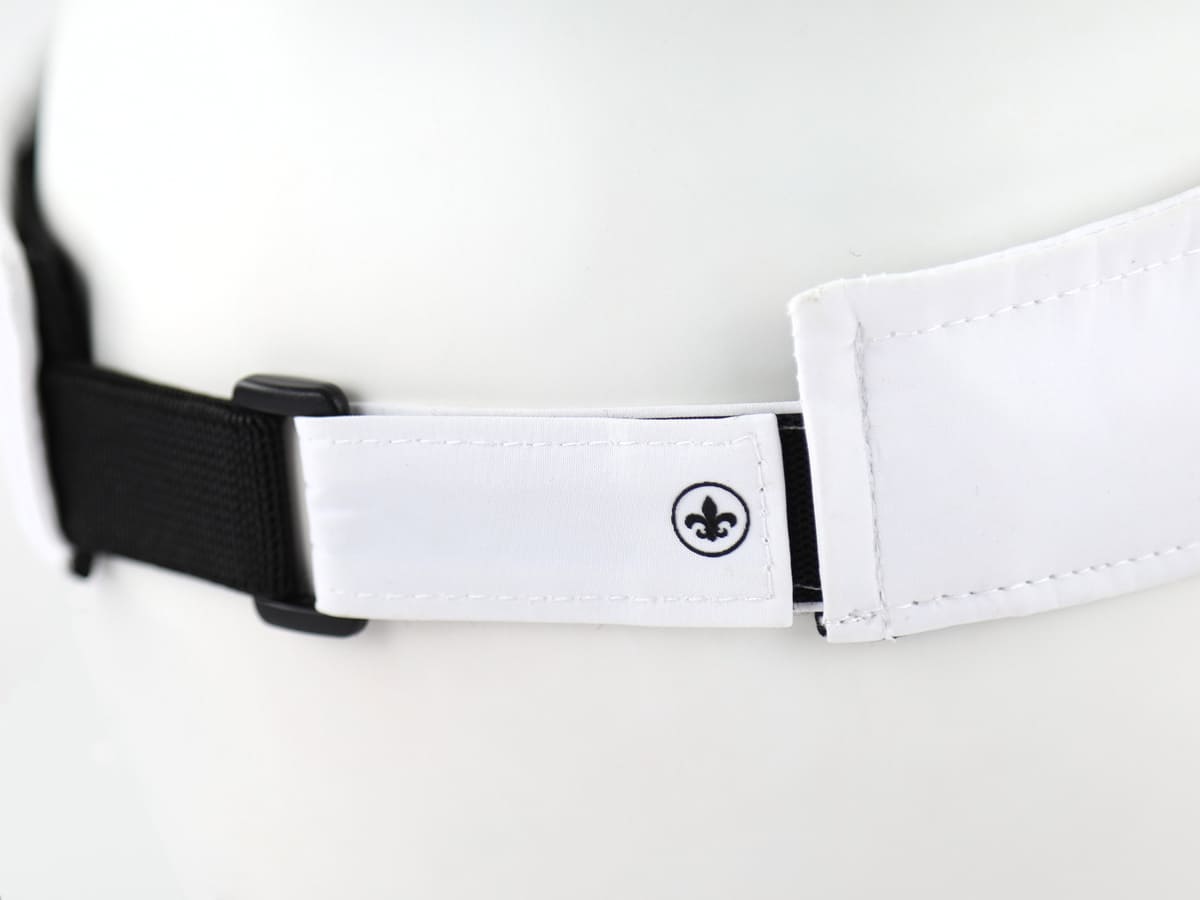 Visière Nylon Blanc LXH avec sangle réglable et logo distinctif sur le côté